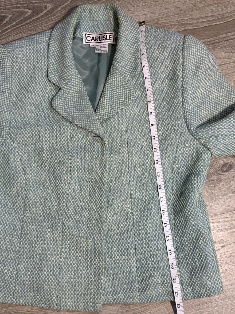 Vintage Carlisle Wool blend Sage Green Blazer and Skirt Set - classy old money - Picture 9 of 12